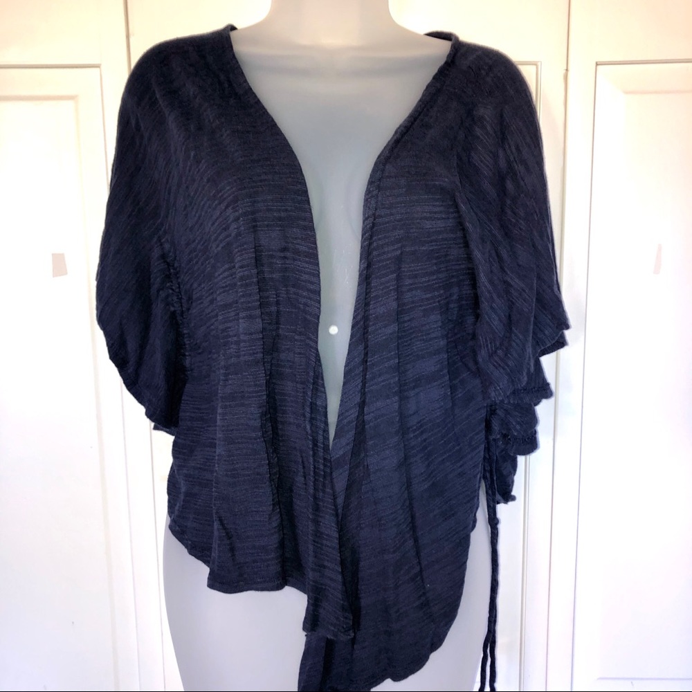 Navy Burnout Short Sleeve Light Cardigan Shrug Beachy